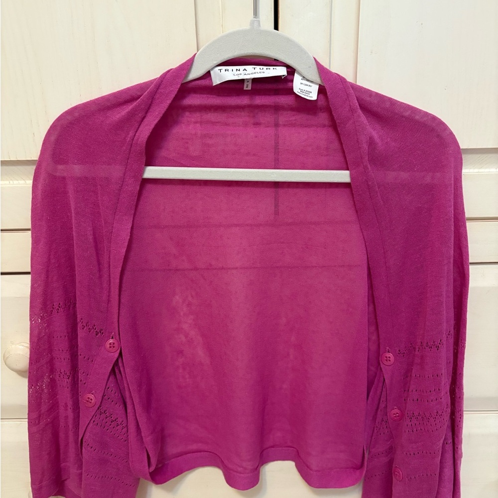 Trina Turk Fuchsia Open-Front Shrug